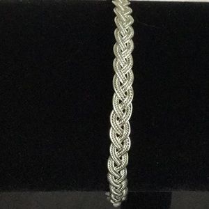 Vtg.925 Solid SS Braided Bracelet 1/4” Across 7”L